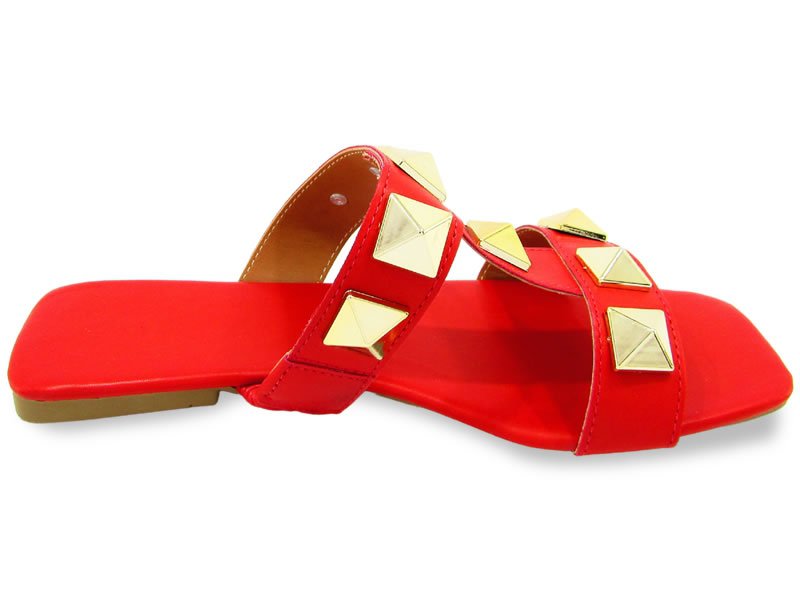 Rasteiras Rasteira Cs Vermelho Spike Ouro