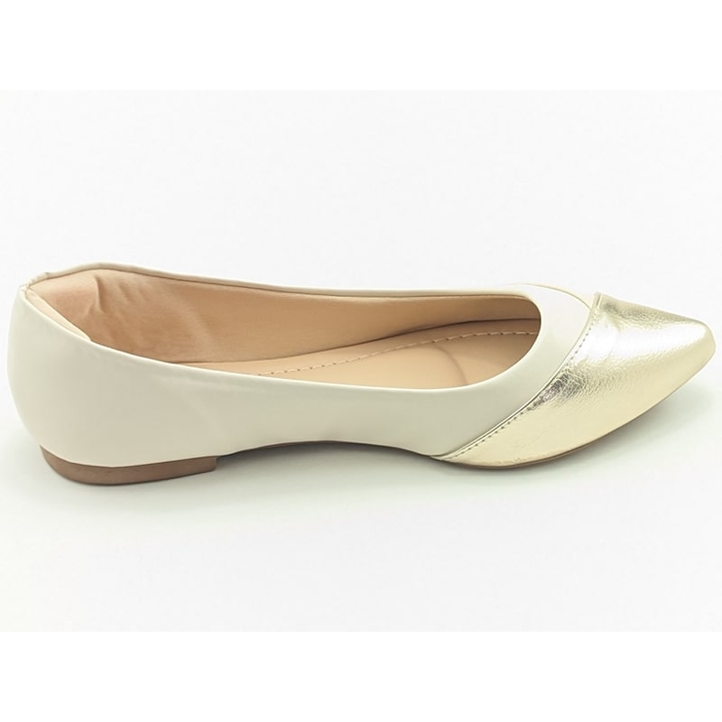 Sapatilhas Sapatilha Feminina Cs Dourado Creme Off Bico Fino