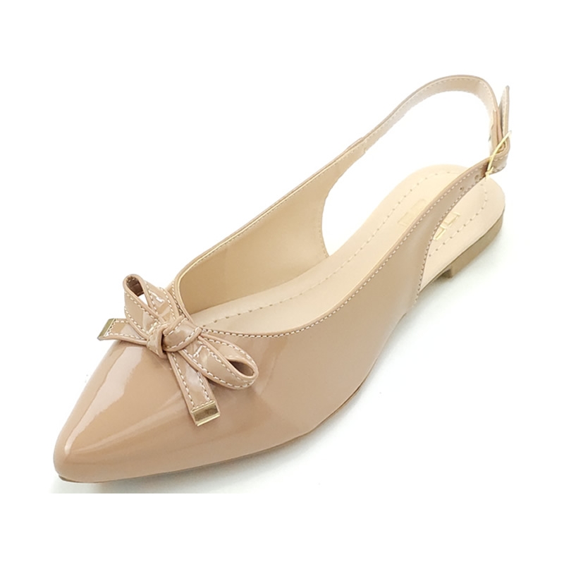 Sapatilhas Slingback Vz Tan Nude Bico Fino