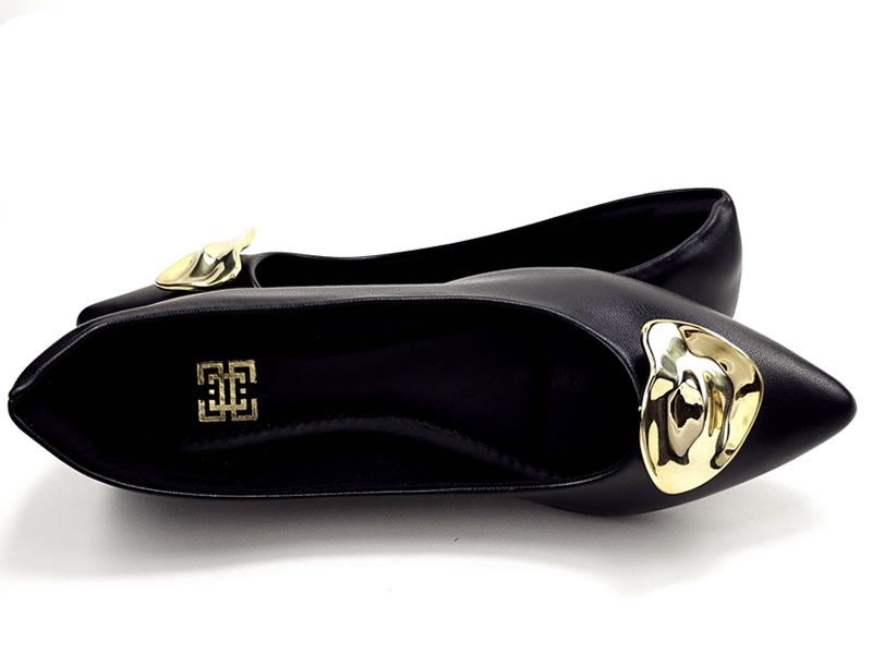 Sapatilhas Sapatilha Feminina Cs Preta Abs Folha Ouro