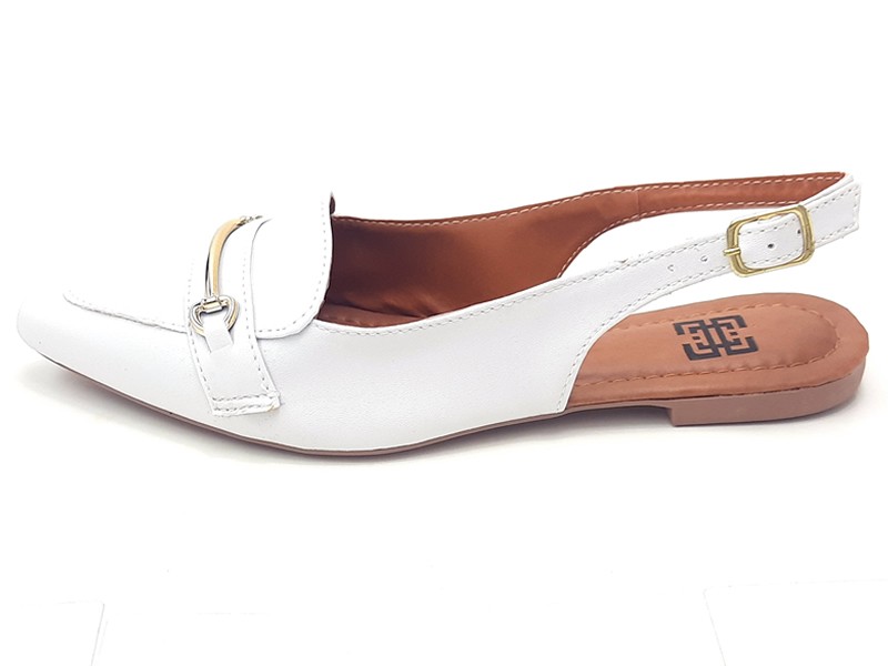 Sapatilhas Slingback Cs Branco Bridão Ouro