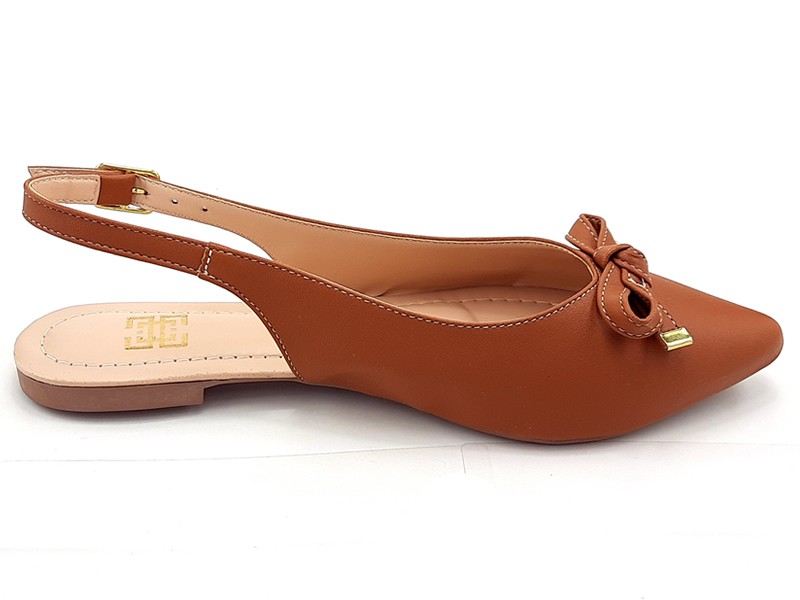 Sapatilhas Slingback Cs Caramelo Laço Bico Fino