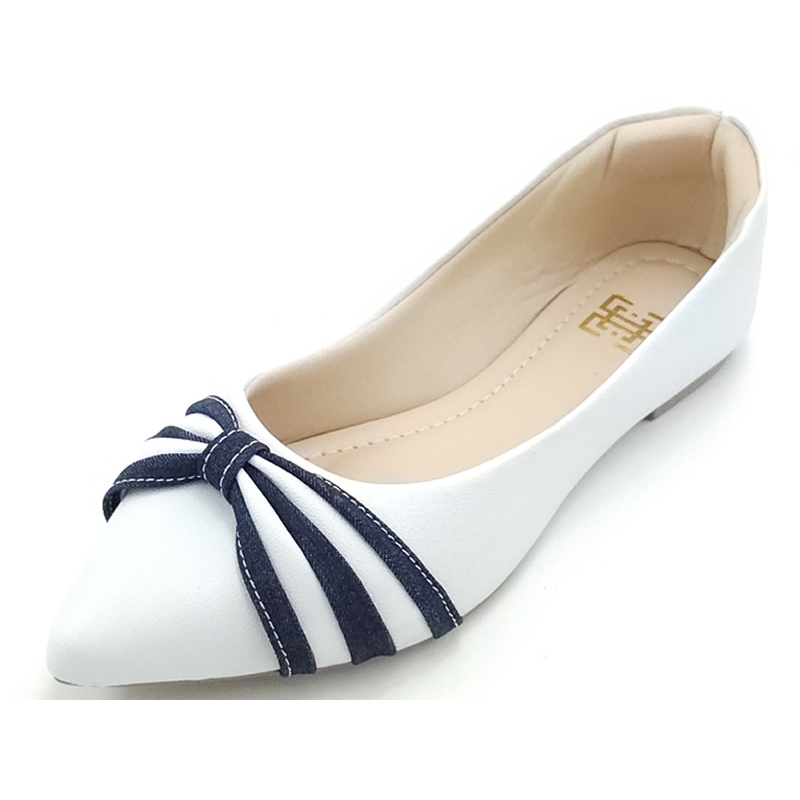 Sapatilhas Sapatilha Cs Branco Jeans Laço Bico Fino