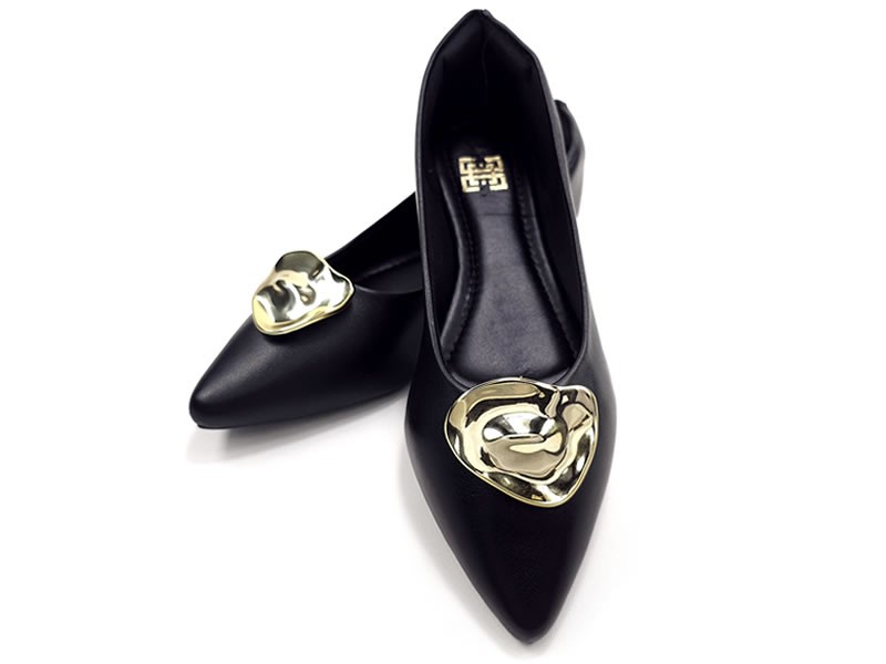 Sapatilhas Sapatilha Feminina Cs Preta Abs Folha Ouro