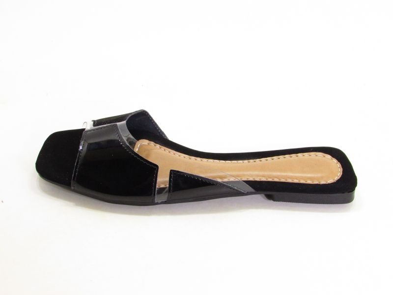 Rasteiras Sand. Rast. Vinil Nob Vz Preto Fach