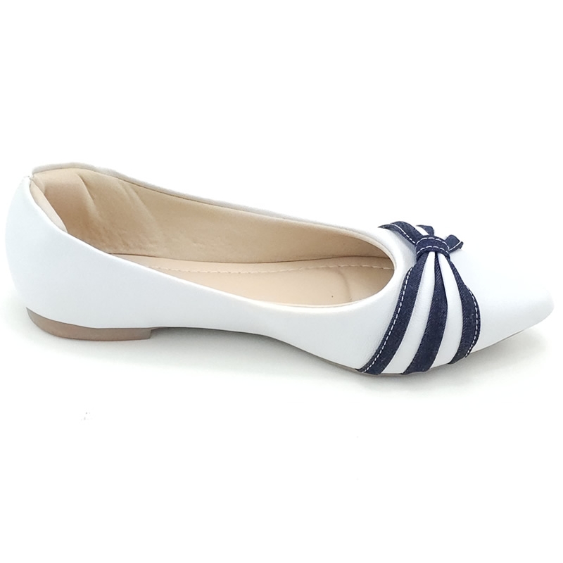 Sapatilhas Sapatilha Cs Branco Jeans Laço Bico Fino