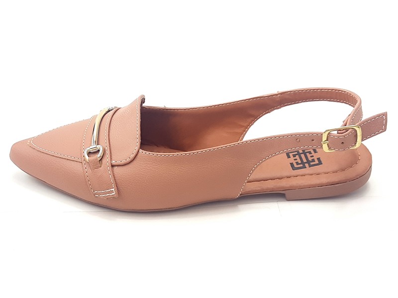 Sapatilhas Slingback Cs Nude Bridão Ouro