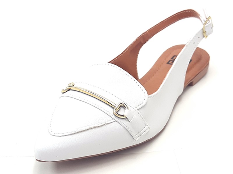 Sapatilhas Slingback Cs Branco Bridão Ouro