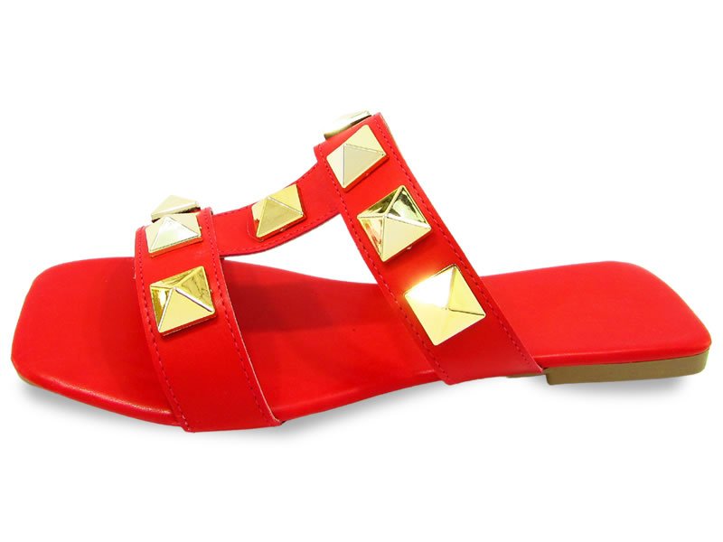 Rasteiras Rasteira Cs Vermelho Spike Ouro