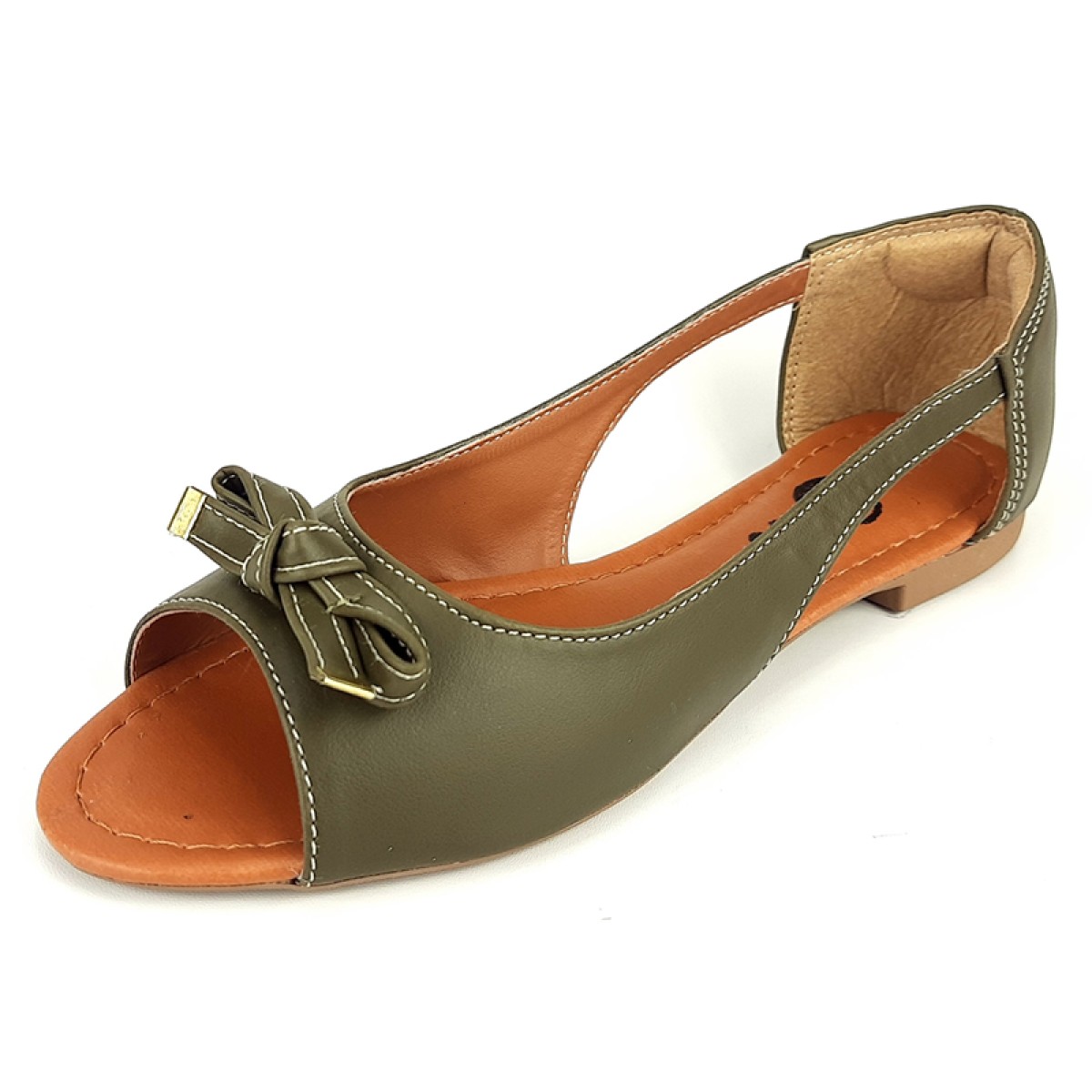 Sapatilhas Sapatilha Peeptoe Cs Army Laço