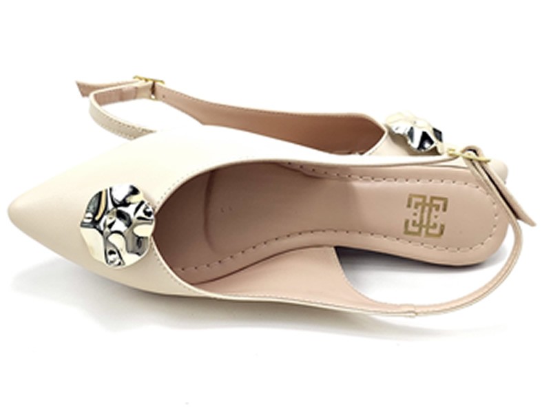 Sapatilhas Slingback Feminino Cs Creme Abs Ouro Flor