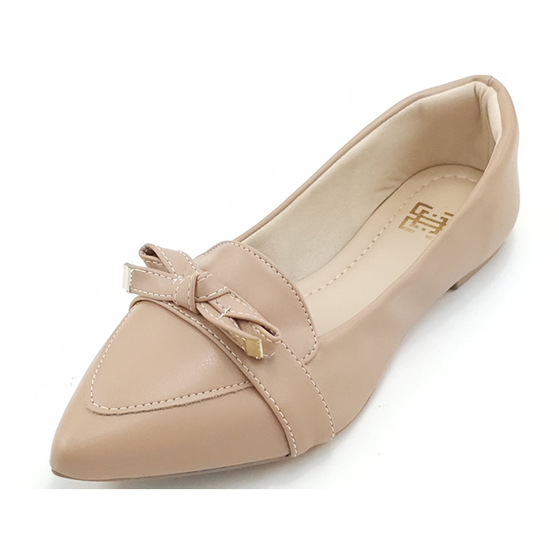 Sapatilhas Mocassim Feminino Cs Nude Bico Fino