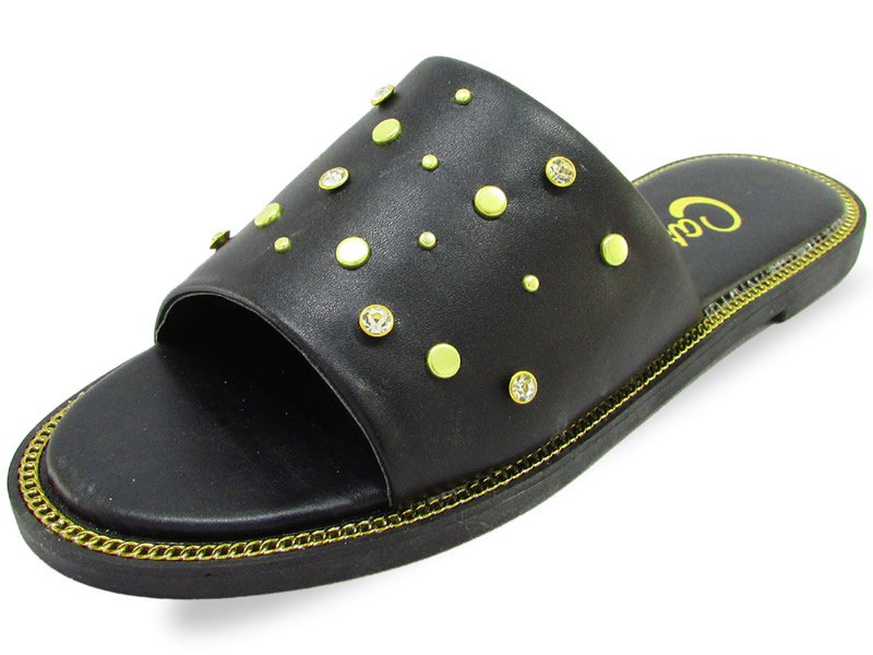 Rasteiras Rasteira Cs Preto Ouro