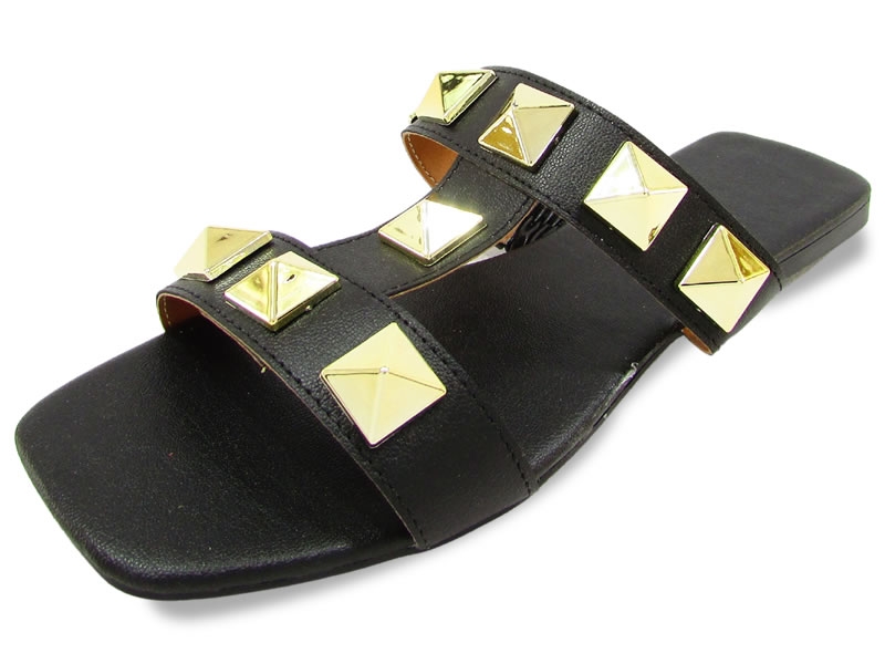 Rasteiras Rasteira Cs Preto Spike Ouro