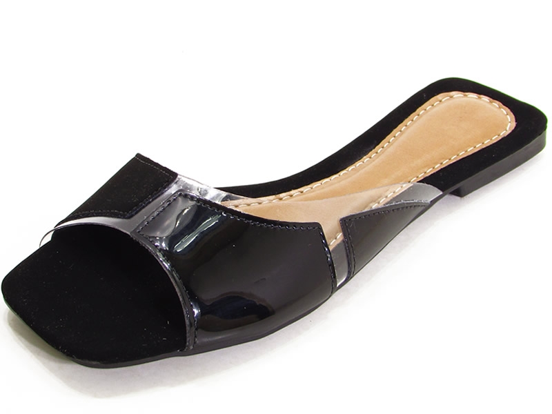 Rasteiras Sand. Rast. Vinil Nob Vz Preto Fach