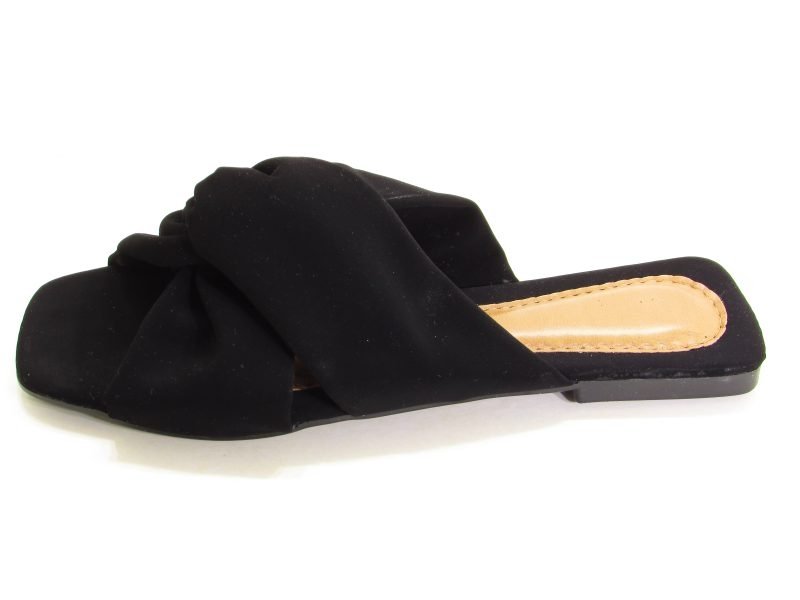 Rasteiras Sand. Rast. Nobuck Preto Laço Fach