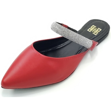 Sapatilhas-Mule Cs Vermelho Infinity Strass Bico Fino