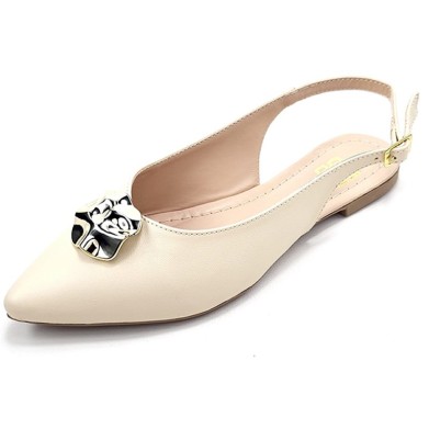 Sapatilhas-Slingback Feminino Cs Creme Abs Ouro Flor