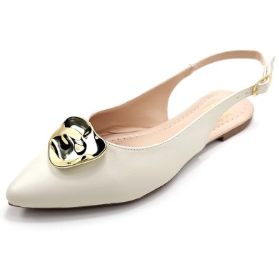 Sapatilhas-Slingback Bico fino Cs Off white Abs Folha Ouro