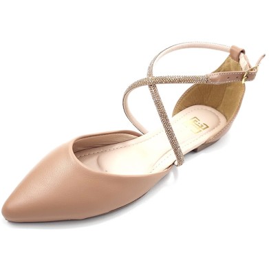 Sapatilhas-Sandalia Feminina Salome com Strass Nude