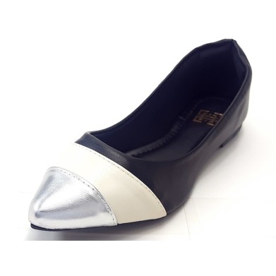 Sapatilhas-Sapatilha Cs Prata Offwhite Preto Bico Fino