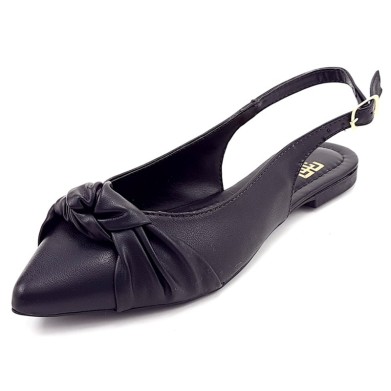 Sapatilhas-Slingback Cs Preto Laço Bico Fino