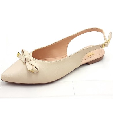 Slingback Cs Creme Laço Bico Fino