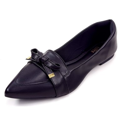 Mocassim Feminino Cs Preto Bico Fino