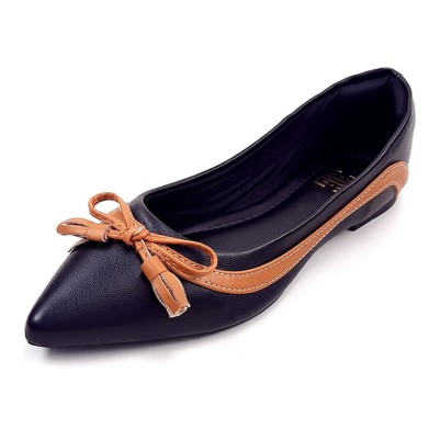 Sapatilhas-Sapatilha Feminina Cs Preto Cs Caramelo Bico Fino