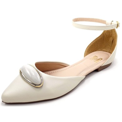 Sapatilhas-Salomé Feminina Cs Creme Enfeite Amêndoa