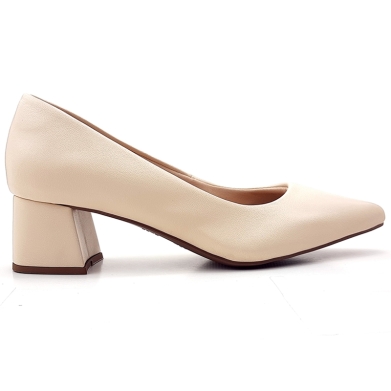 Scarpin Cs Creme Clássico Salto Bloco 5,5cm Bico Fino