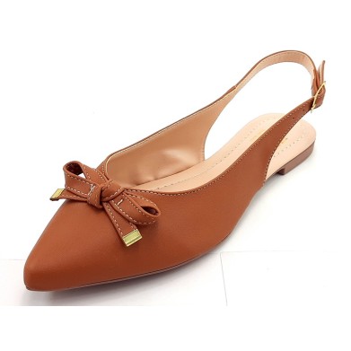 Slingback Cs Caramelo Laço Bico Fino