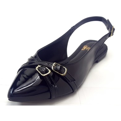 Slingback Feminino Vz Preto Fiv Bico Fino