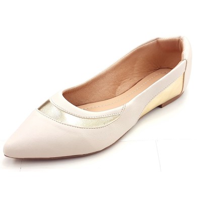 Sapatilha Feminina Cs OffWhite Dourado Bico Fno