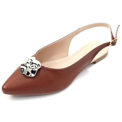 Sapatilhas-Slingback Feminino Cs Caramelo Abs Ouro Flor