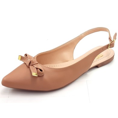 Slingback Cs Nude Laço Bico Fino